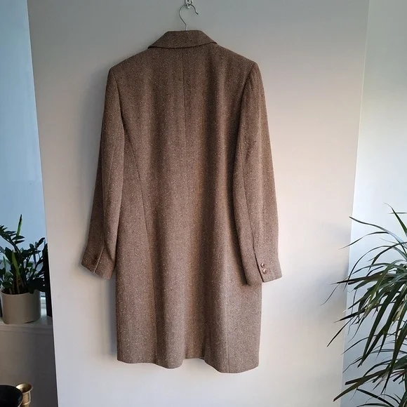 Emanuel Ungaro Vintage Tan Tweed/Wool Single-breasted Overcoat (Size 8; EU 42) - Picture 4 of 12
